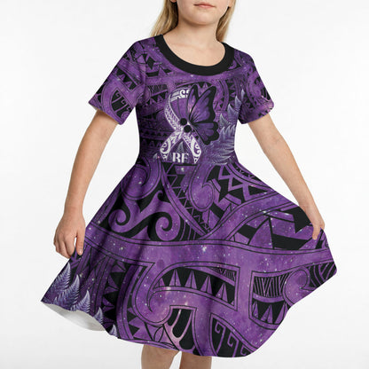 Lupus Support Month New Zealand Kid Short Sleeve Dress Be Strong Warrior Maori Silver Fern