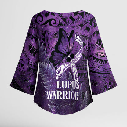 Lupus Support Month New Zealand Kimono Sleeve Blouse Be Strong Warrior Maori Silver Fern
