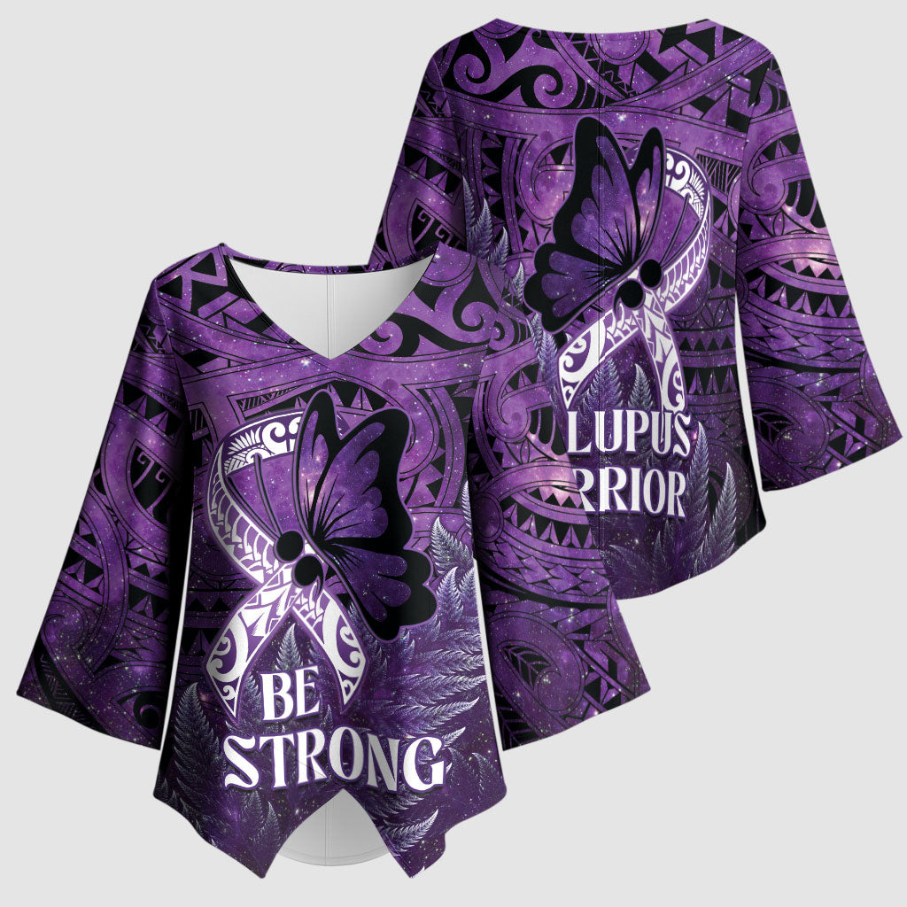 Lupus Support Month New Zealand Kimono Sleeve Blouse Be Strong Warrior Maori Silver Fern
