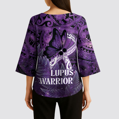 Lupus Support Month New Zealand Kimono Sleeve Blouse Be Strong Warrior Maori Silver Fern