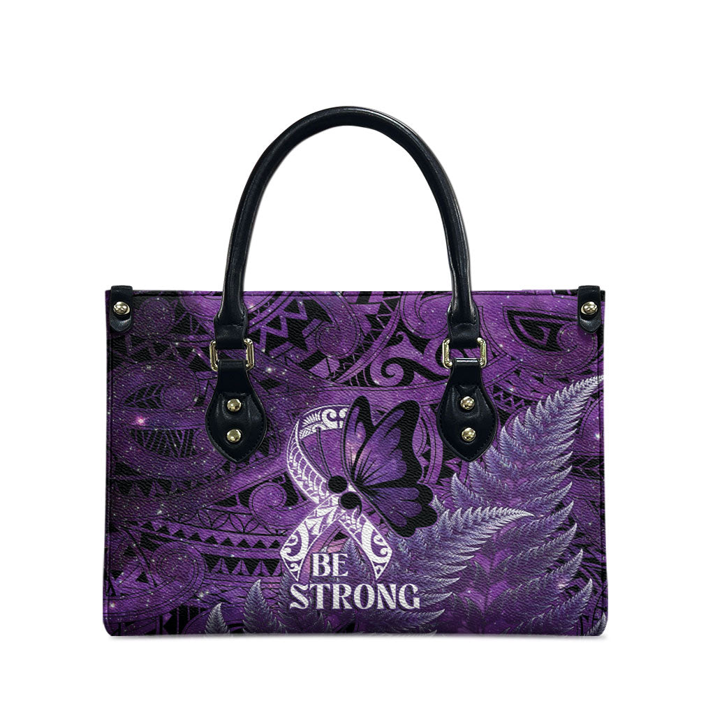 Lupus Support Month New Zealand Leather Bag Be Strong Warrior Maori Silver Fern