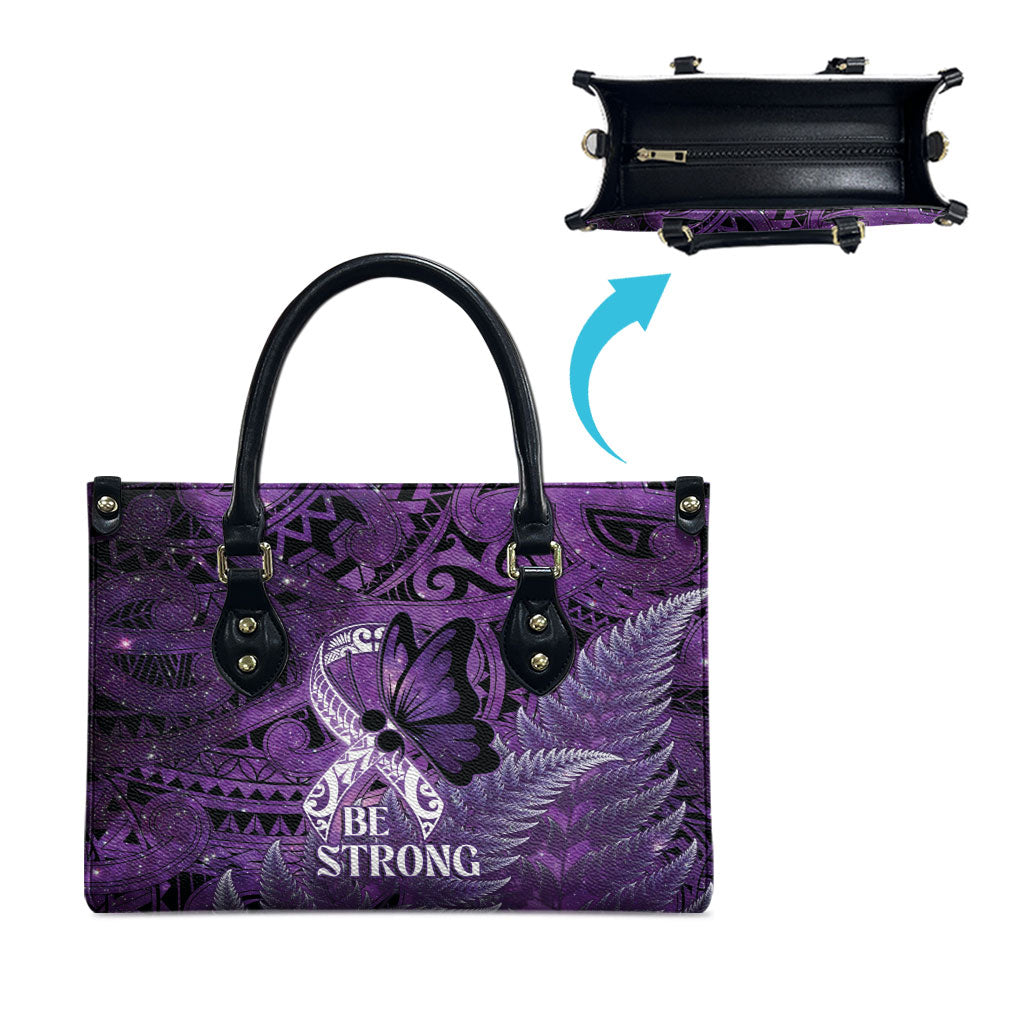 Lupus Support Month New Zealand Leather Bag Be Strong Warrior Maori Silver Fern