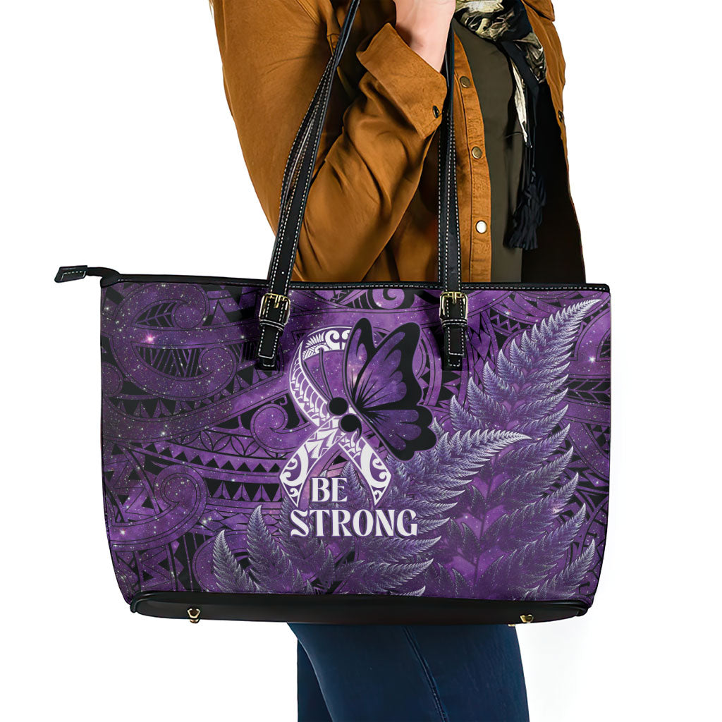 Lupus Support Month New Zealand Leather Tote Bag Be Strong Warrior Maori Silver Fern