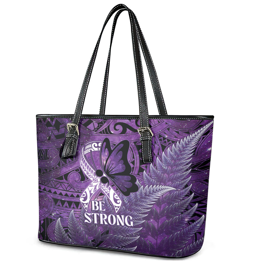 Lupus Support Month New Zealand Leather Tote Bag Be Strong Warrior Maori Silver Fern