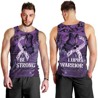 Lupus Support Month New Zealand Men Tank Top Be Strong Warrior Maori Silver Fern