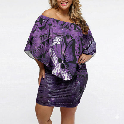 Lupus Support Month New Zealand Off Shoulder Short Dress Be Strong Warrior Maori Silver Fern