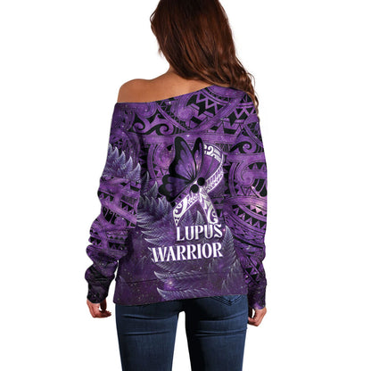 Lupus Support Month New Zealand Off Shoulder Sweater Be Strong Warrior Maori Silver Fern