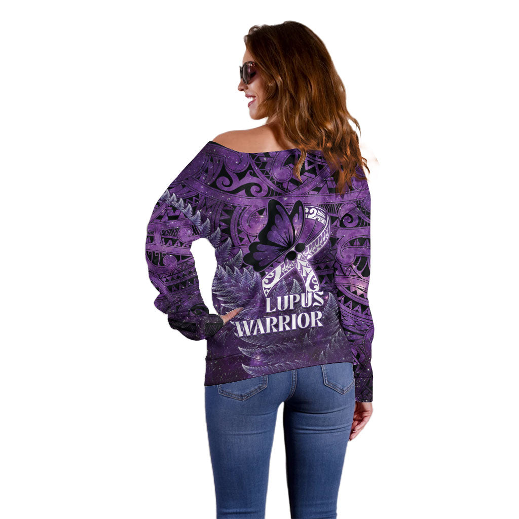 Lupus Support Month New Zealand Off Shoulder Sweater Be Strong Warrior Maori Silver Fern