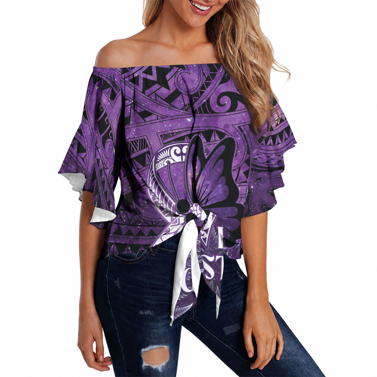 Lupus Support Month New Zealand Off Shoulder Wrap Waist Top Be Strong Warrior Maori Silver Fern