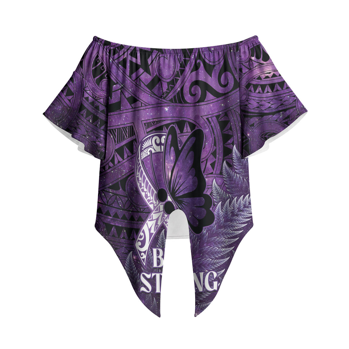 Lupus Support Month New Zealand Off Shoulder Wrap Waist Top Be Strong Warrior Maori Silver Fern