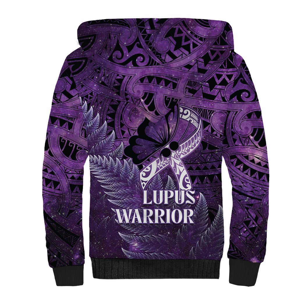 Lupus Support Month New Zealand Sherpa Hoodie Be Strong Warrior Maori Silver Fern