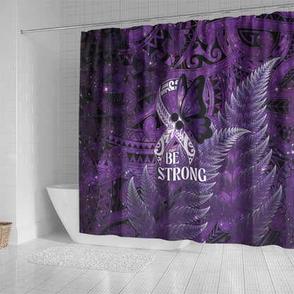 Lupus Support Month New Zealand Shower Curtain Be Strong Warrior Maori Silver Fern