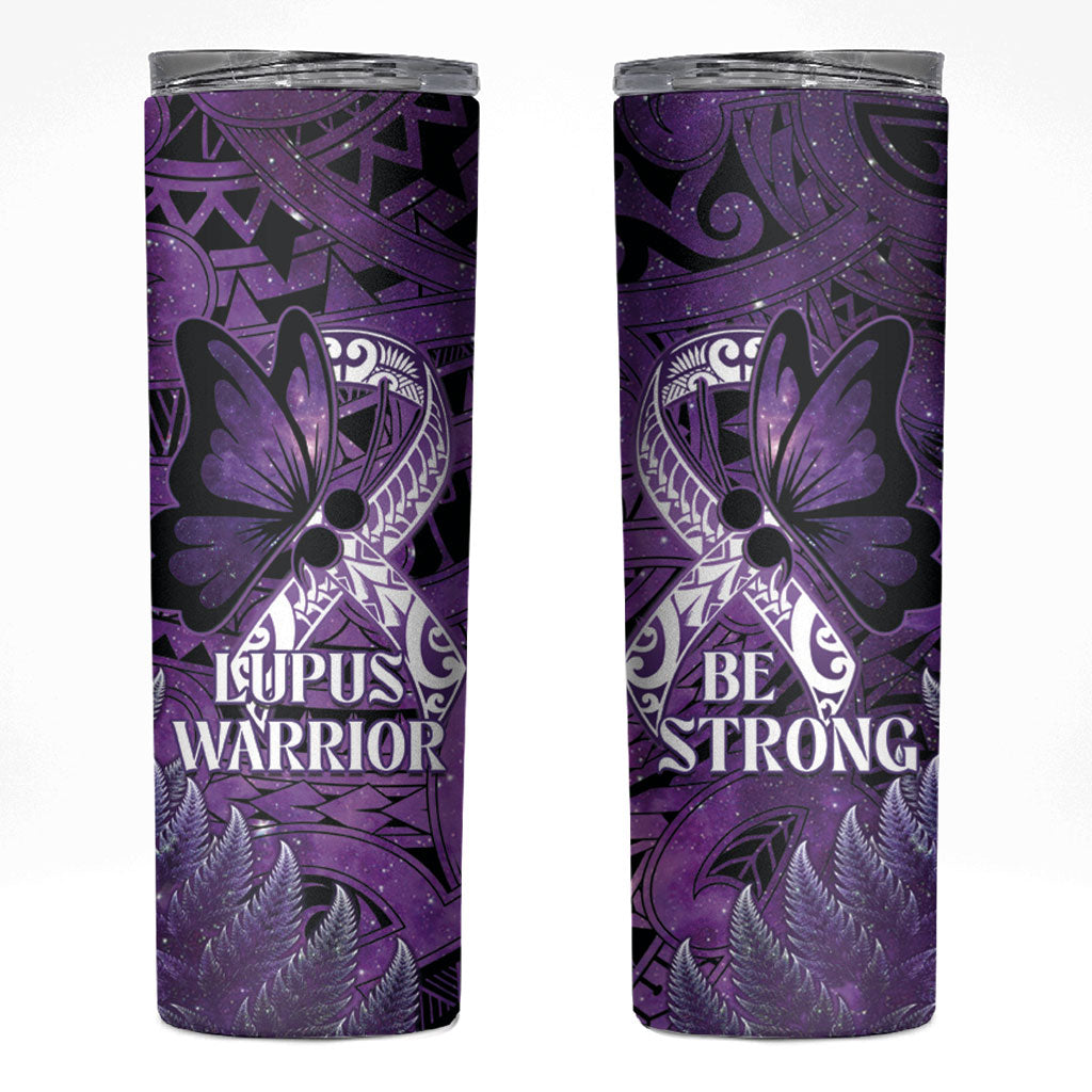 Lupus Support Month New Zealand Skinny Tumbler Be Strong Warrior Maori Silver Fern