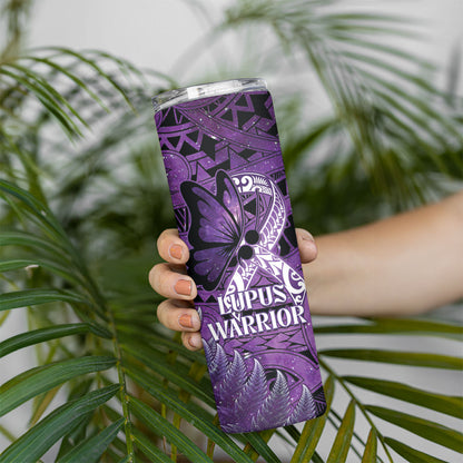 Lupus Support Month New Zealand Skinny Tumbler Be Strong Warrior Maori Silver Fern