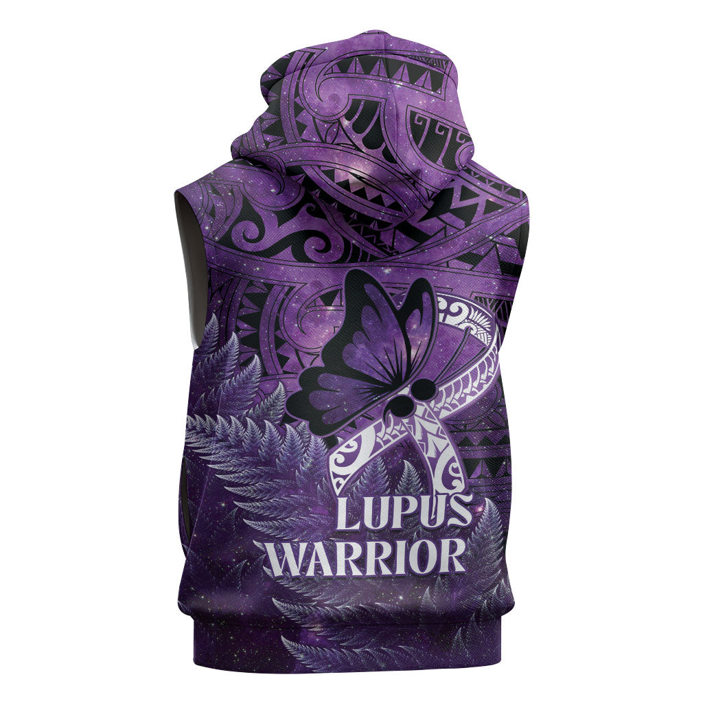 Lupus Support Month New Zealand Sleeveless Hoodie Be Strong Warrior Maori Silver Fern