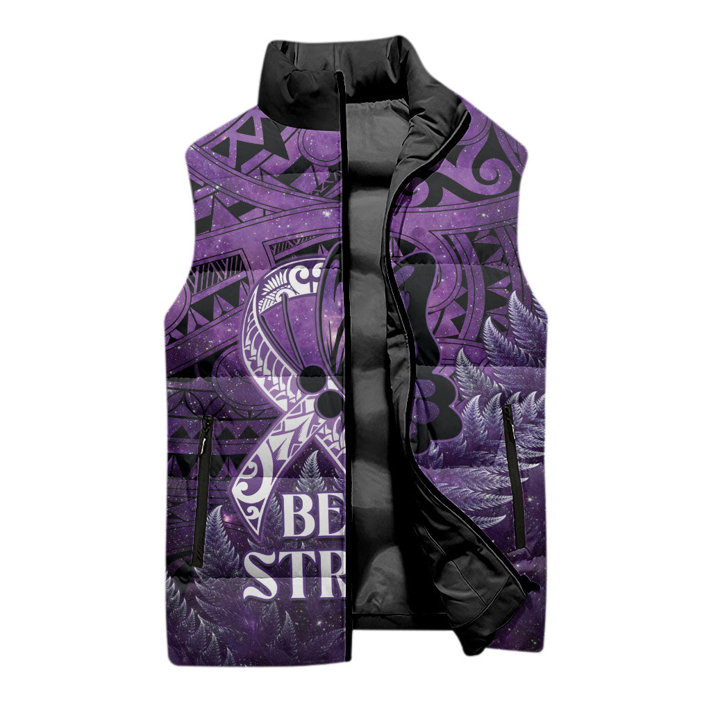 Lupus Support Month New Zealand Sleeveless Puffer Jacket Be Strong Warrior Maori Silver Fern