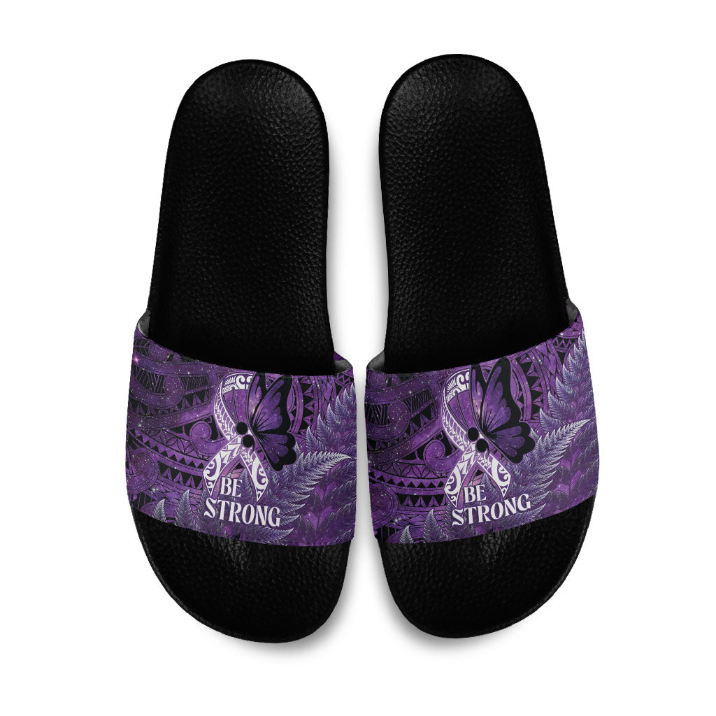 Lupus Support Month New Zealand Slide Sandals Be Strong Warrior Maori Silver Fern