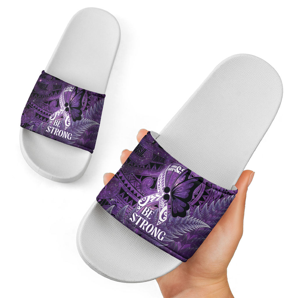Lupus Support Month New Zealand Slide Sandals Be Strong Warrior Maori Silver Fern