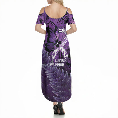 Lupus Support Month New Zealand Summer Maxi Dress Be Strong Warrior Maori Silver Fern