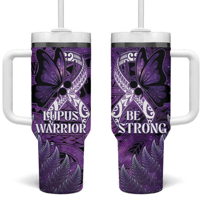 Lupus Support Month New Zealand Tumbler With Handle Be Strong Warrior Maori Silver Fern