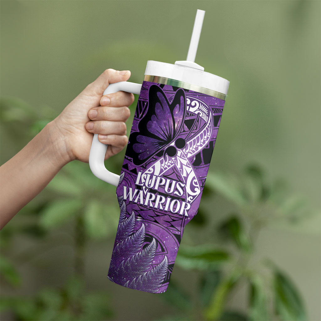 Lupus Support Month New Zealand Tumbler With Handle Be Strong Warrior Maori Silver Fern