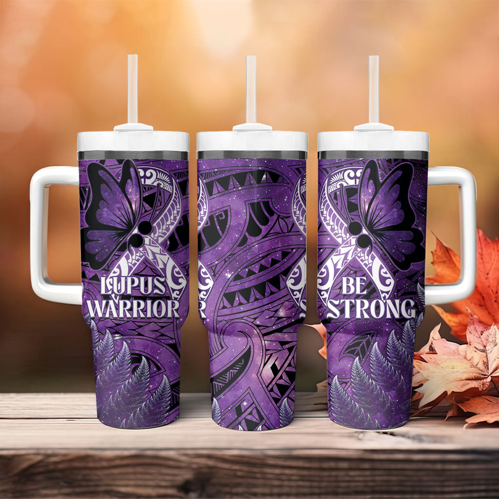 Lupus Support Month New Zealand Tumbler With Handle Be Strong Warrior Maori Silver Fern