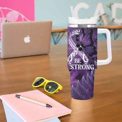 Lupus Support Month New Zealand Tumbler With Handle Be Strong Warrior Maori Silver Fern