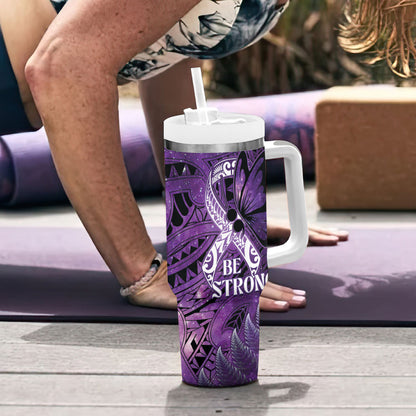 Lupus Support Month New Zealand Tumbler With Handle Be Strong Warrior Maori Silver Fern
