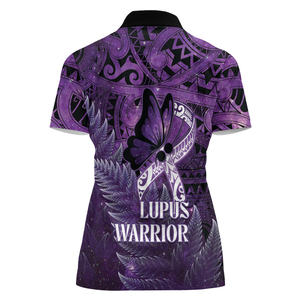 Lupus Support Month New Zealand Women Polo Shirt Be Strong Warrior Maori Silver Fern