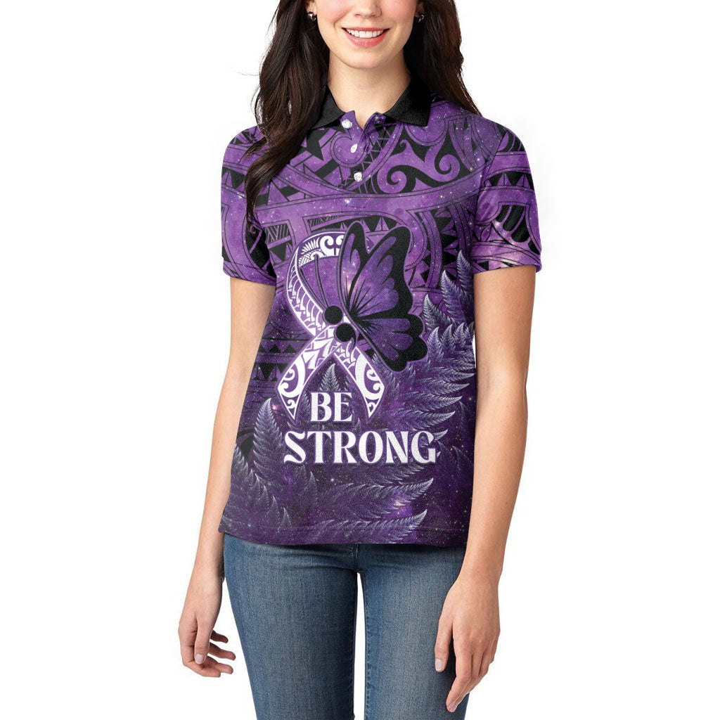 Lupus Support Month New Zealand Women Polo Shirt Be Strong Warrior Maori Silver Fern