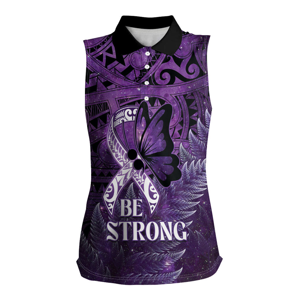Lupus Support Month New Zealand Women Sleeveless Polo Shirt Be Strong Warrior Maori Silver Fern