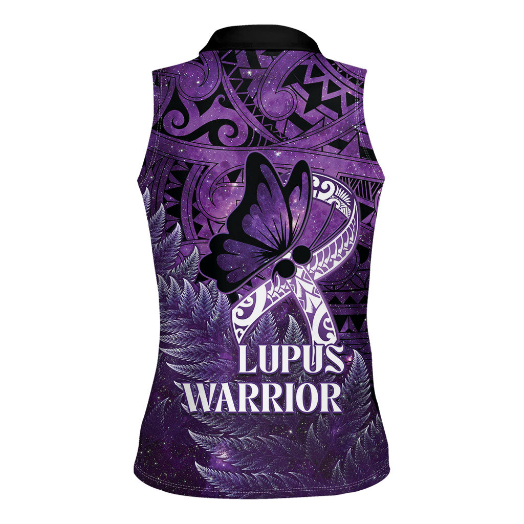 Lupus Support Month New Zealand Women Sleeveless Polo Shirt Be Strong Warrior Maori Silver Fern