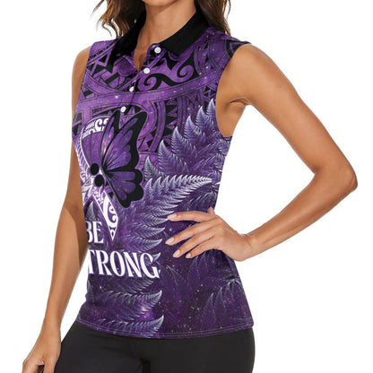 Lupus Support Month New Zealand Women Sleeveless Polo Shirt Be Strong Warrior Maori Silver Fern