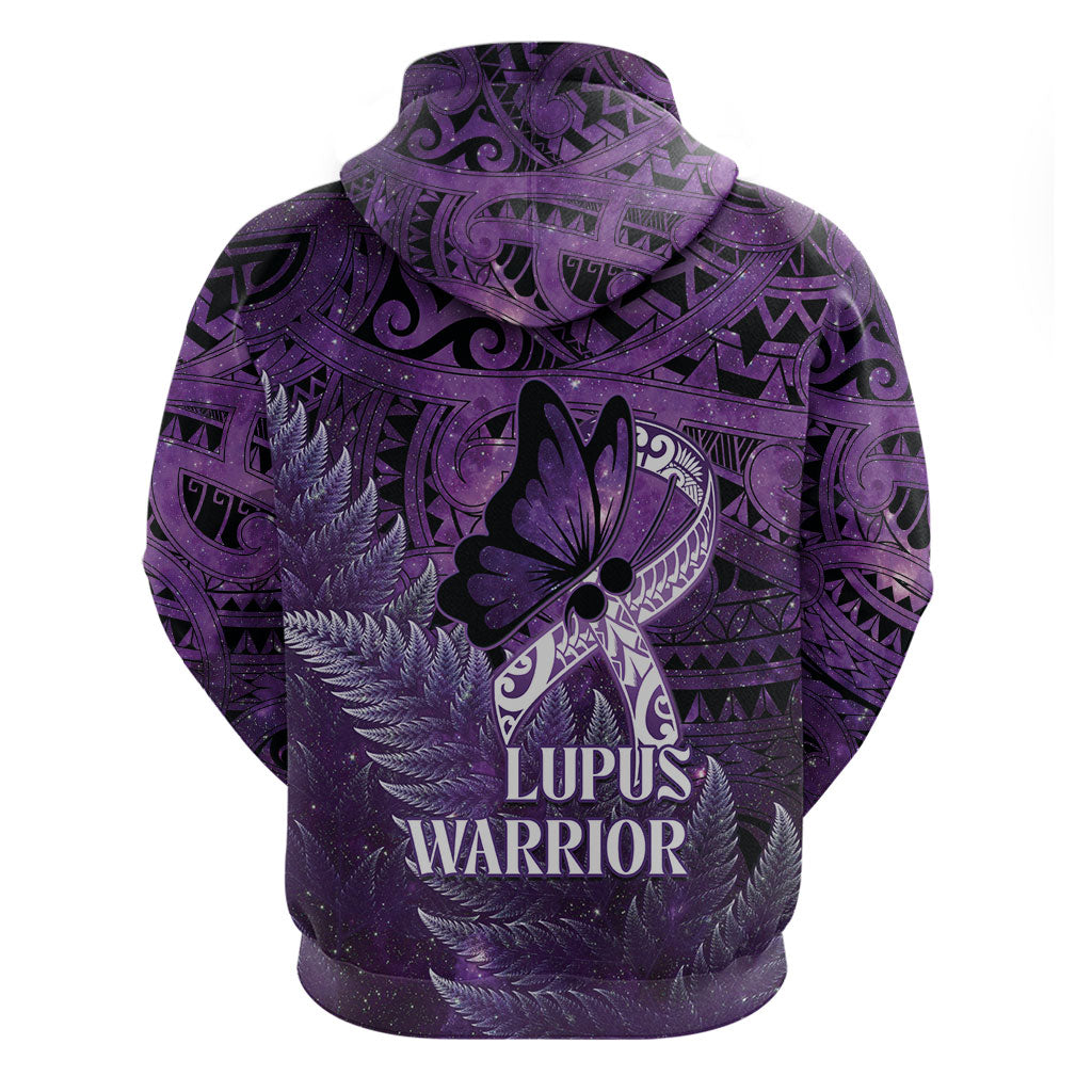 Lupus Support Month New Zealand Zip Hoodie Be Strong Warrior Maori Silver Fern