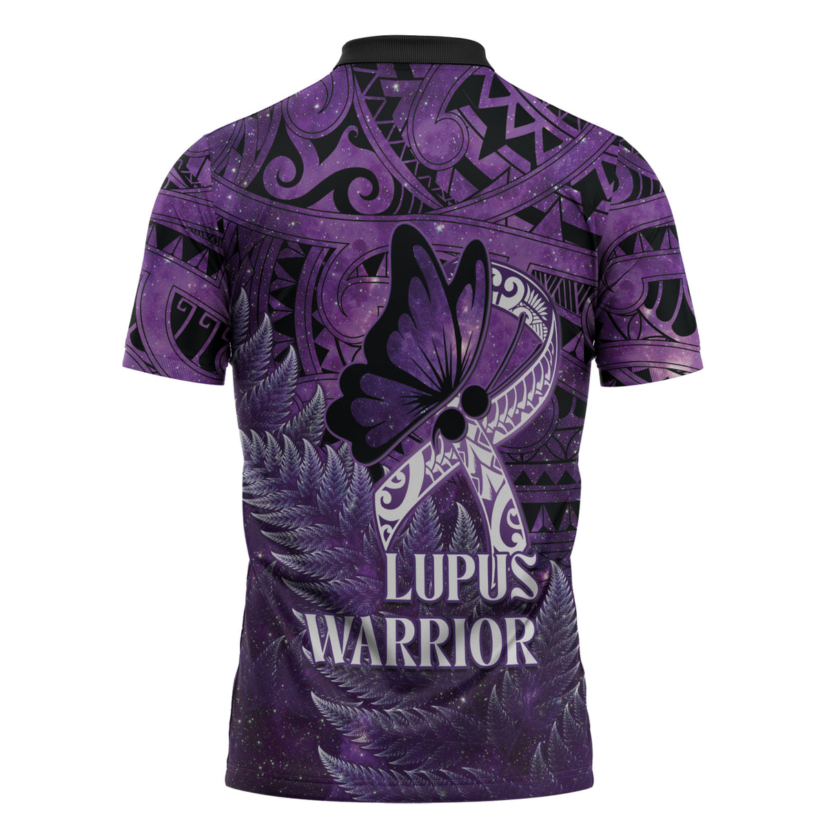 Lupus Support Month New Zealand Zipper Polo Shirt Be Strong Warrior Maori Silver Fern