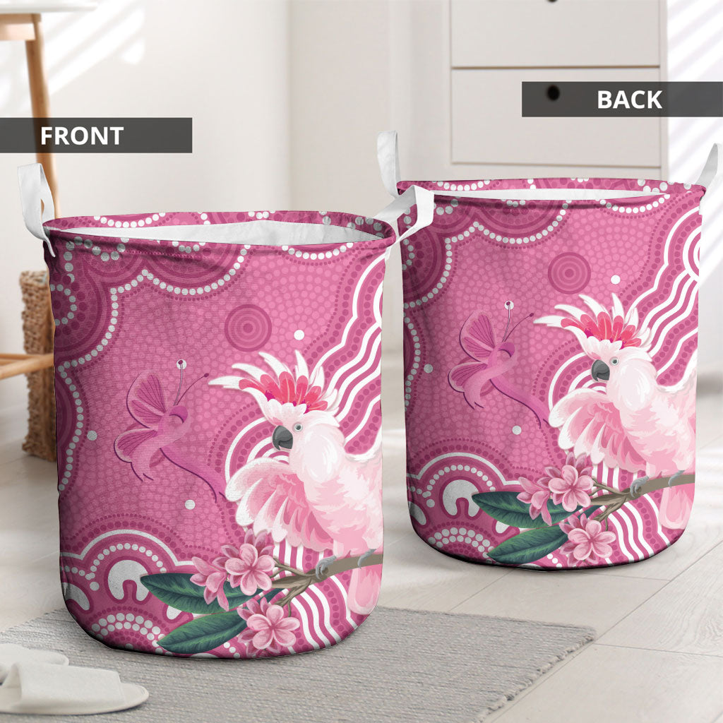 Australia Breast Cancer Support Laundry Basket Pink Cockatoo Ribbon Aboriginal Art