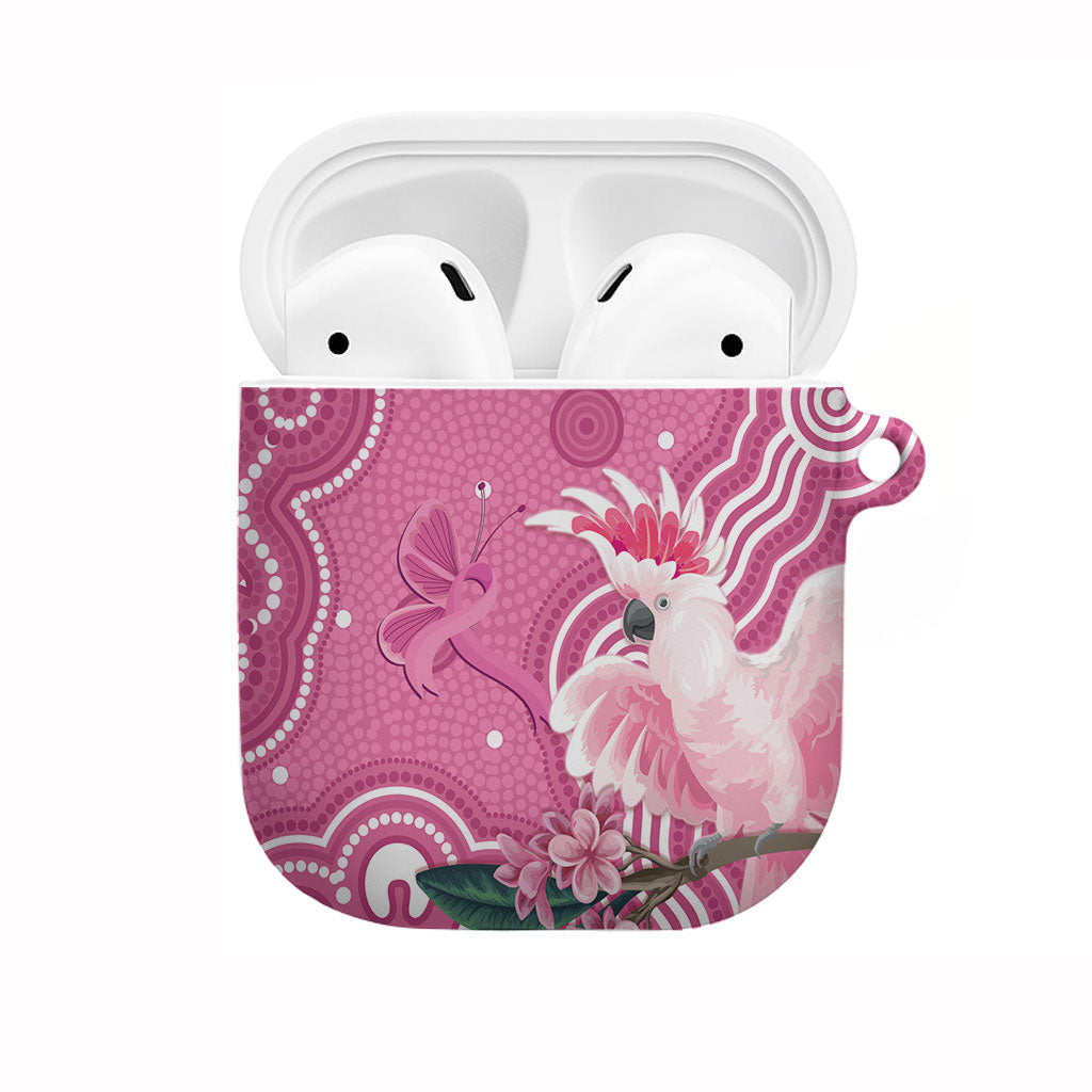 Australia Breast Cancer Support AirPods Case Pink Cockatoo Ribbon Aboriginal Art