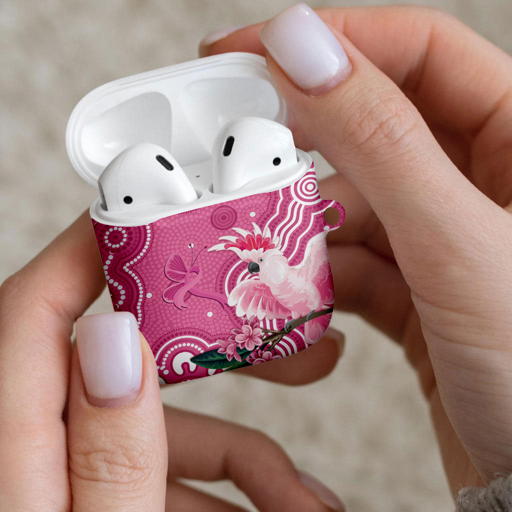 Australia Breast Cancer Support AirPods Case Pink Cockatoo Ribbon Aboriginal Art