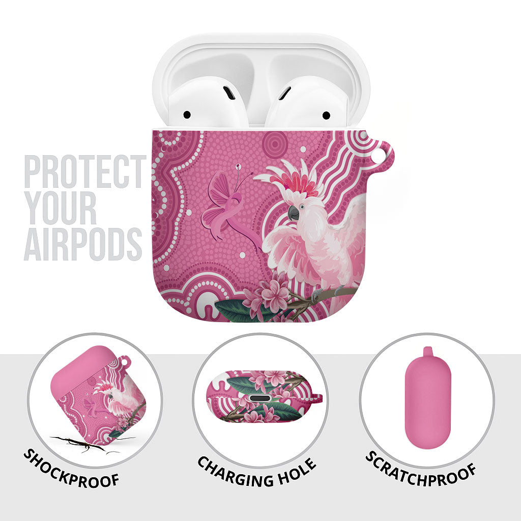 Australia Breast Cancer Support AirPods Case Pink Cockatoo Ribbon Aboriginal Art