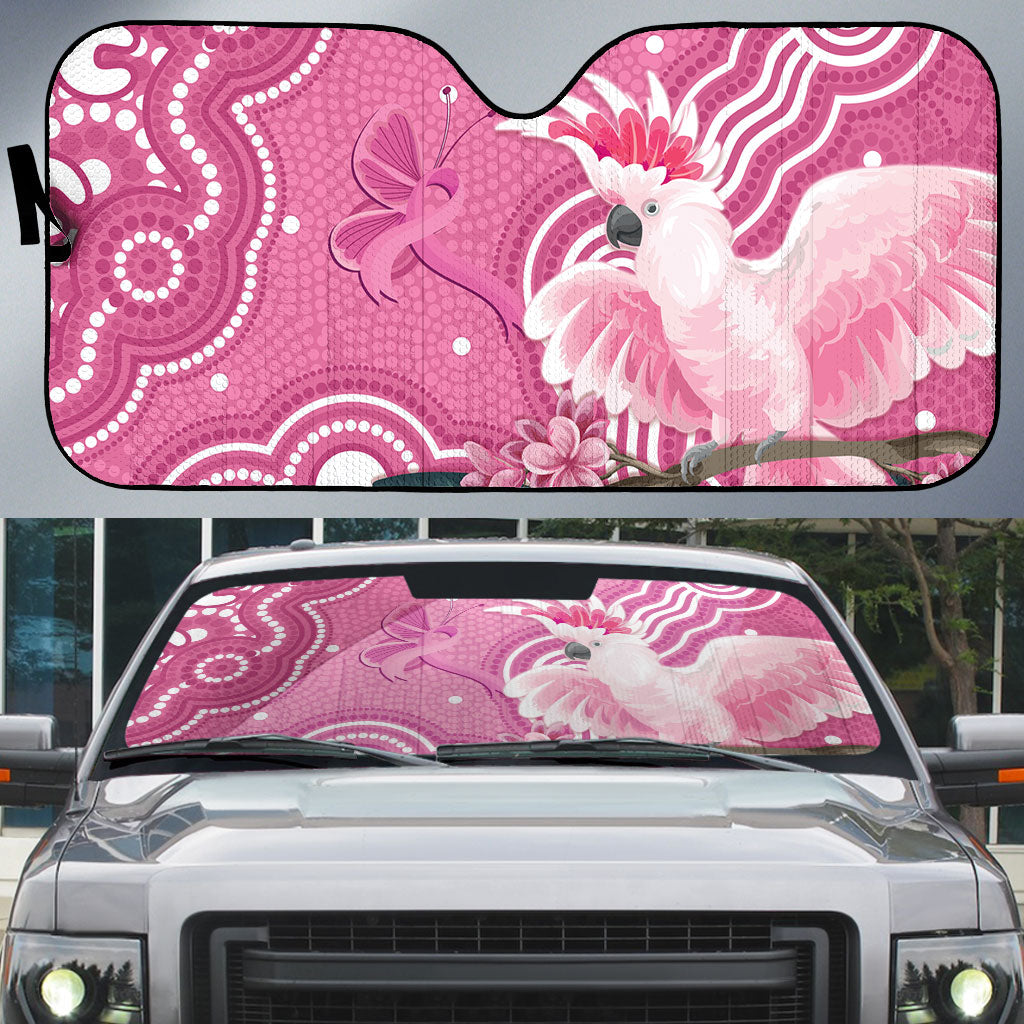 Australia Breast Cancer Support Auto Sun Shade Pink Cockatoo Ribbon Aboriginal Art