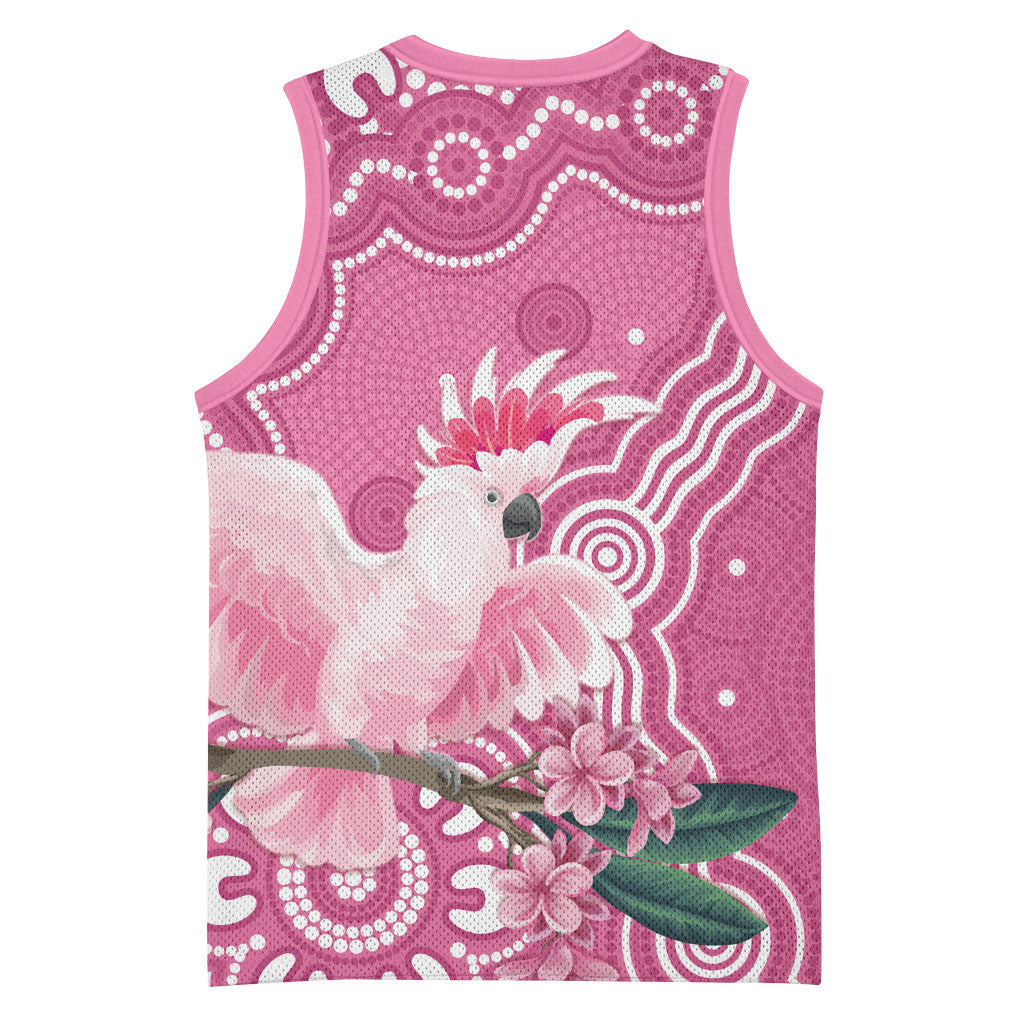 Australia Breast Cancer Support Basketball Jersey Pink Cockatoo Ribbon Aboriginal Art