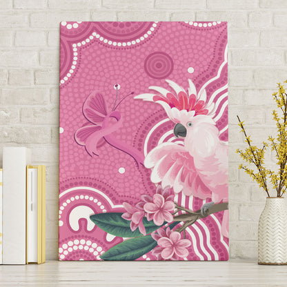 Australia Breast Cancer Support Canvas Wall Art Pink Cockatoo Ribbon Aboriginal Art