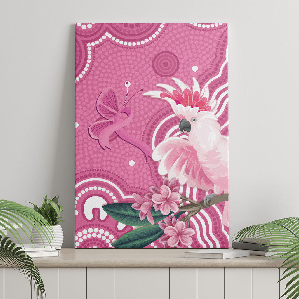 Australia Breast Cancer Support Canvas Wall Art Pink Cockatoo Ribbon Aboriginal Art