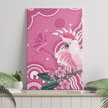 Australia Breast Cancer Support Canvas Wall Art Pink Cockatoo Ribbon Aboriginal Art
