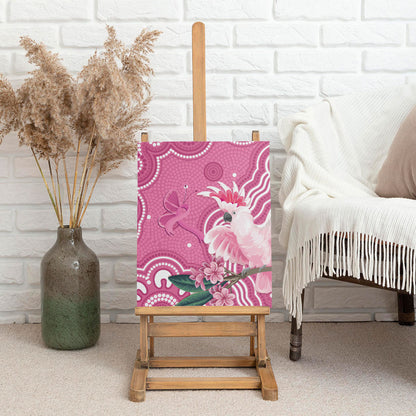 Australia Breast Cancer Support Canvas Wall Art Pink Cockatoo Ribbon Aboriginal Art