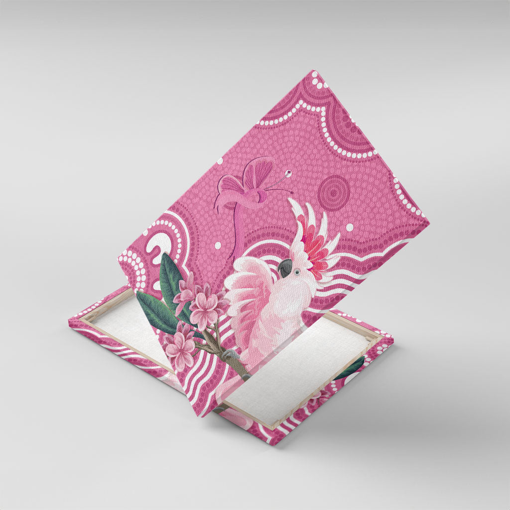 Australia Breast Cancer Support Canvas Wall Art Pink Cockatoo Ribbon Aboriginal Art