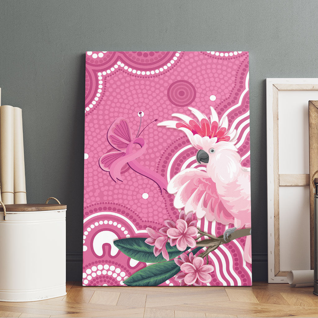 Australia Breast Cancer Support Canvas Wall Art Pink Cockatoo Ribbon Aboriginal Art