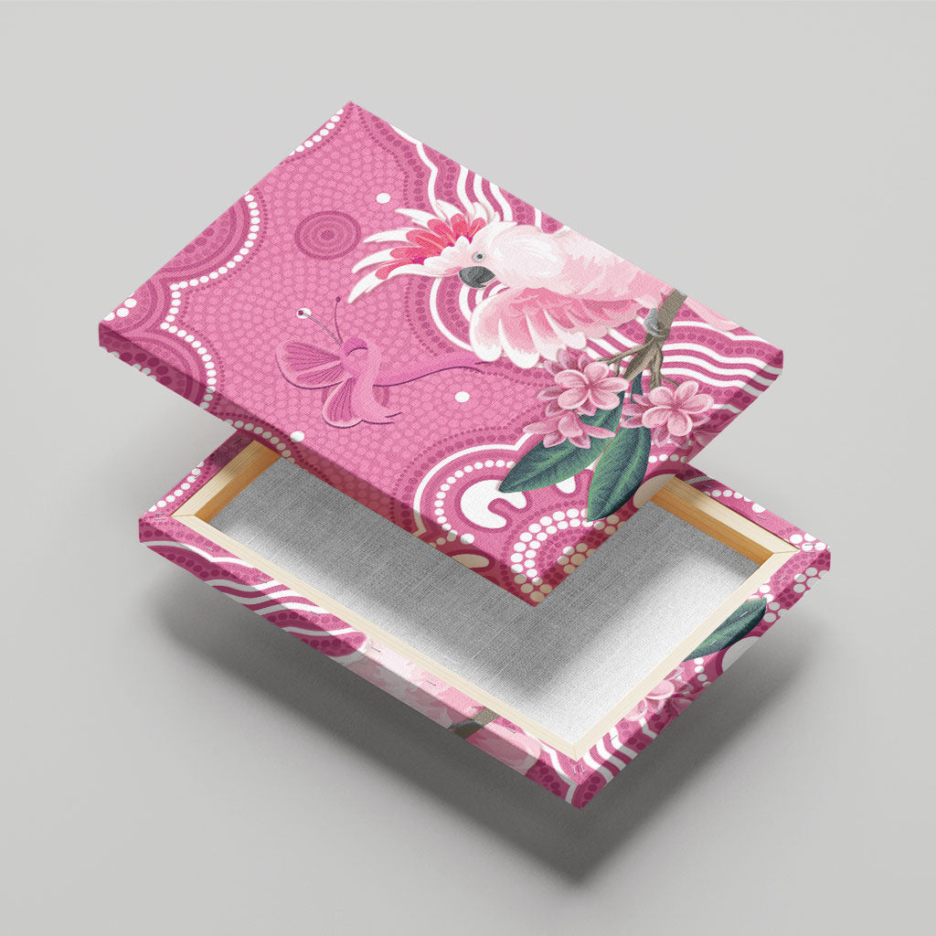 Australia Breast Cancer Support Canvas Wall Art Pink Cockatoo Ribbon Aboriginal Art