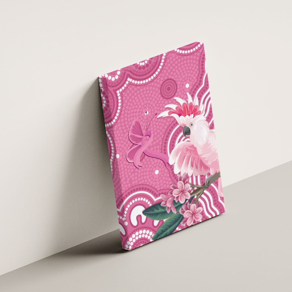 Australia Breast Cancer Support Canvas Wall Art Pink Cockatoo Ribbon Aboriginal Art