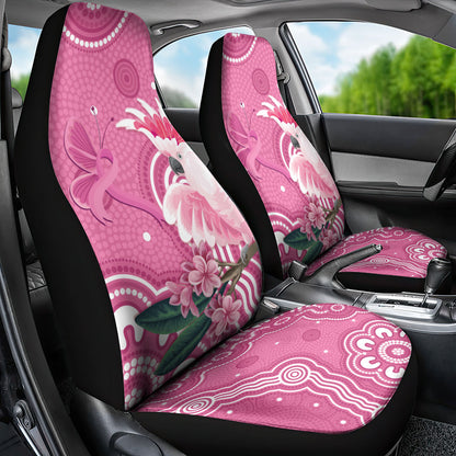 Australia Breast Cancer Support Car Seat Cover Pink Cockatoo Ribbon Aboriginal Art